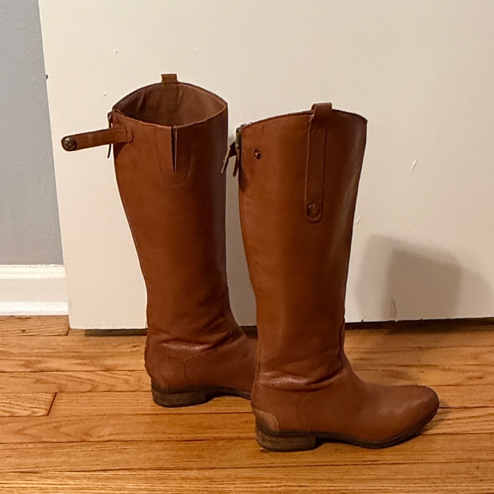 Sam Edelman Brown Leather Boots Knee High Riding Boots Size 8 - Picture 2 of 4